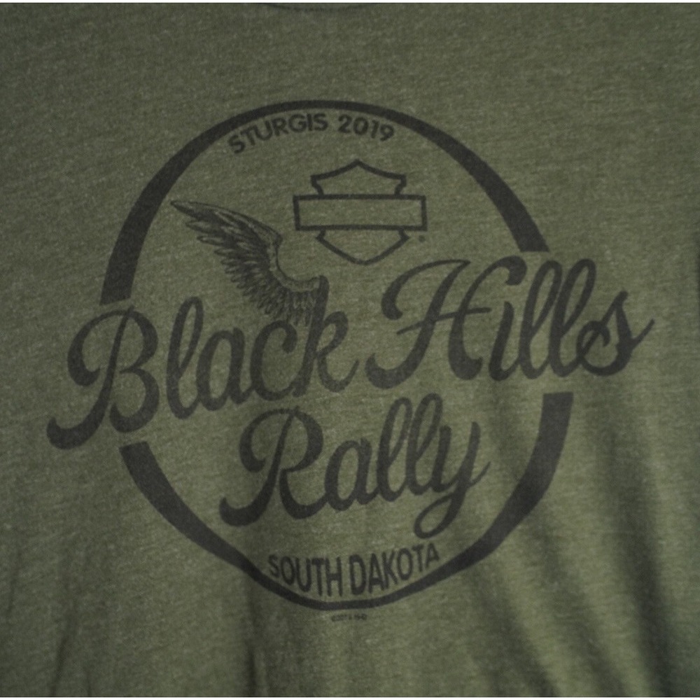 Harley Davidson Sturgis 2019 Black Hills Rally Women T-Shirt Size Medium Green - Picture 2 of 8